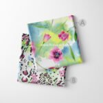 Pink & Blue Watercolor Floral & Animal Print Fabric Set of 2
