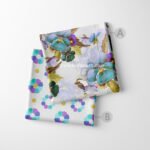 Teal & Purple Whimsical Polka Dot & Floral Fabric Set of 2