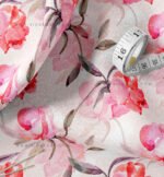 Pink & Red Watercolor Floral & Stripe Fabric Set of 2 - Image 2