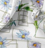 Light Blue & White Polka Dot and Floral Geometric Fabric Set of 2 - Image 2