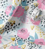 Pink & Gold Abstract Floral Fabric Set of 2 - Image 2