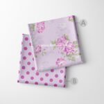 Lavender & Pink Romantic Floral & Polka Dot Fabric Set of 2
