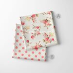 Pink Romantic Floral & Polka Dot Fabric Set of 2